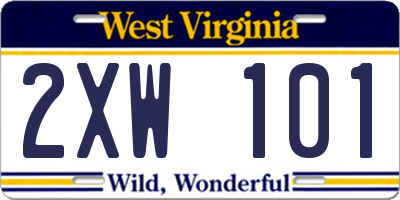 WV license plate 2XW101