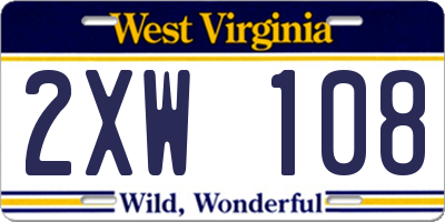 WV license plate 2XW108