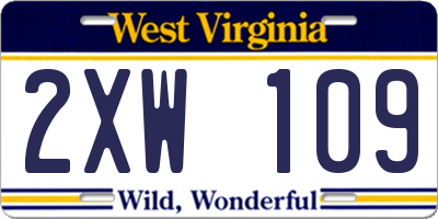WV license plate 2XW109
