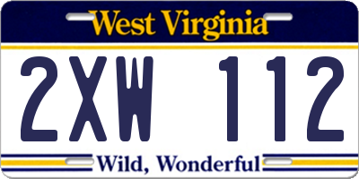 WV license plate 2XW112