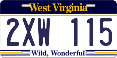 WV license plate 2XW115