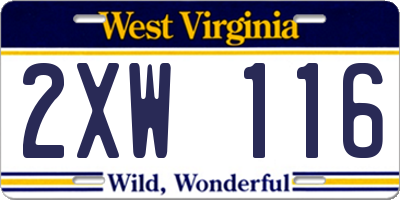 WV license plate 2XW116