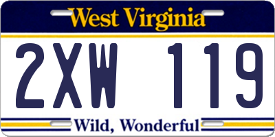 WV license plate 2XW119