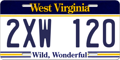 WV license plate 2XW120