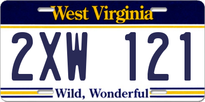 WV license plate 2XW121