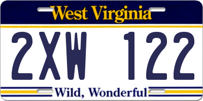 WV license plate 2XW122