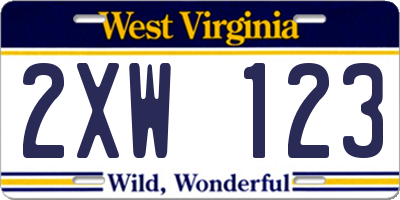 WV license plate 2XW123