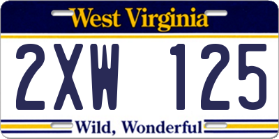 WV license plate 2XW125