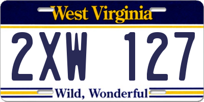WV license plate 2XW127