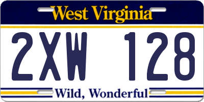 WV license plate 2XW128