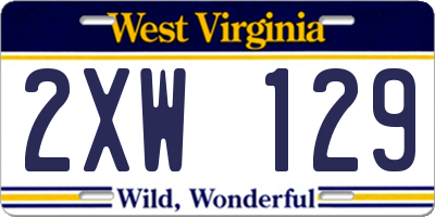 WV license plate 2XW129