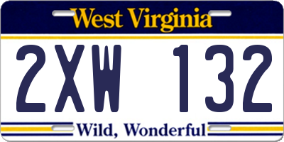 WV license plate 2XW132