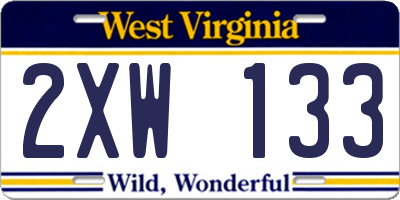 WV license plate 2XW133