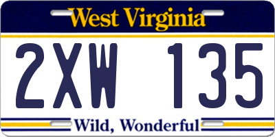 WV license plate 2XW135