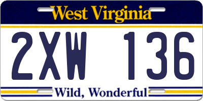 WV license plate 2XW136