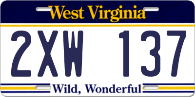 WV license plate 2XW137