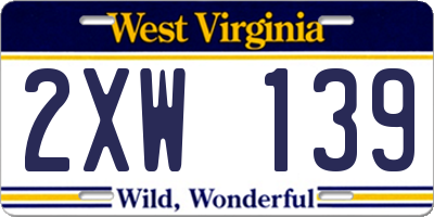 WV license plate 2XW139