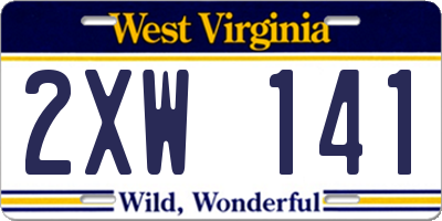 WV license plate 2XW141