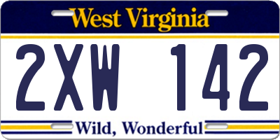 WV license plate 2XW142