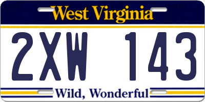 WV license plate 2XW143