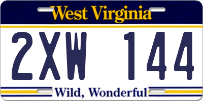 WV license plate 2XW144