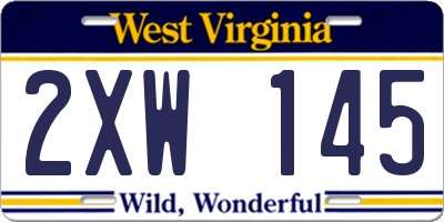 WV license plate 2XW145