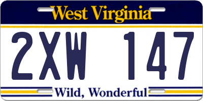 WV license plate 2XW147