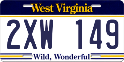 WV license plate 2XW149