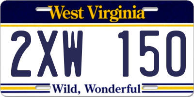 WV license plate 2XW150