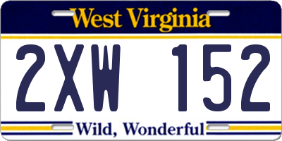 WV license plate 2XW152