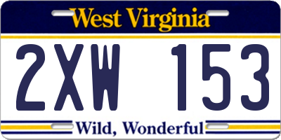WV license plate 2XW153