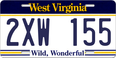 WV license plate 2XW155