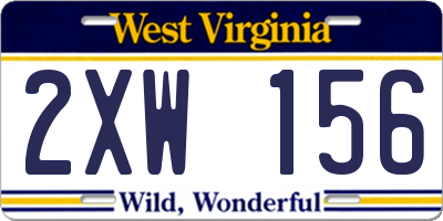 WV license plate 2XW156