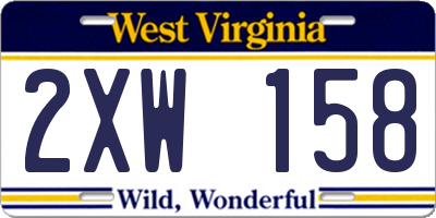 WV license plate 2XW158