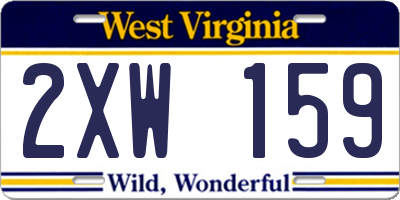 WV license plate 2XW159