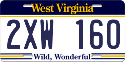 WV license plate 2XW160