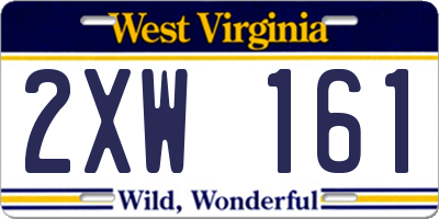 WV license plate 2XW161