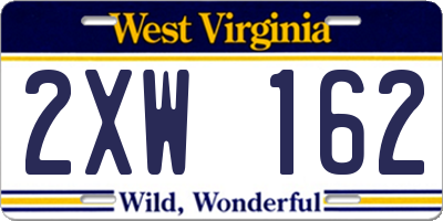 WV license plate 2XW162