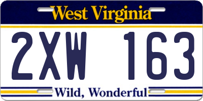 WV license plate 2XW163