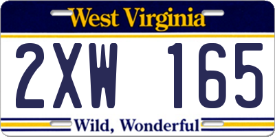 WV license plate 2XW165
