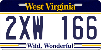 WV license plate 2XW166
