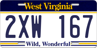 WV license plate 2XW167