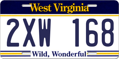 WV license plate 2XW168