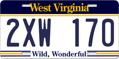 WV license plate 2XW170