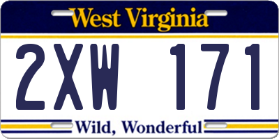 WV license plate 2XW171