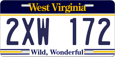 WV license plate 2XW172