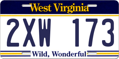 WV license plate 2XW173