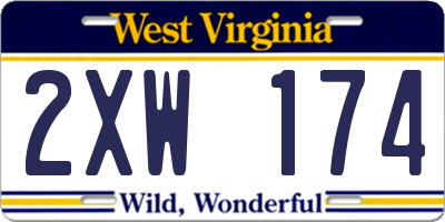 WV license plate 2XW174