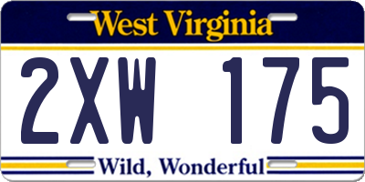 WV license plate 2XW175
