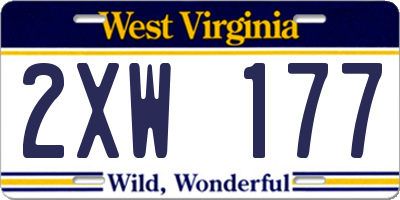 WV license plate 2XW177